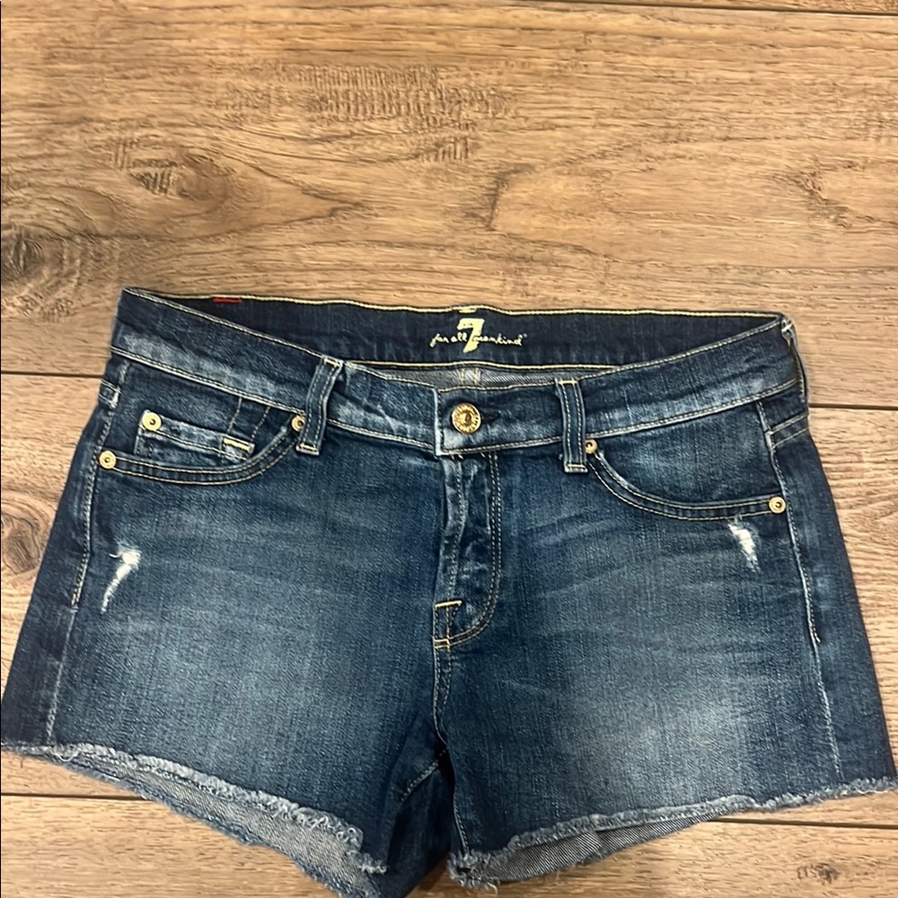 7 For All Mankind Women's Blue Denim Shorts